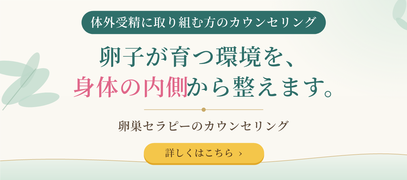 体外受精に取り組む方のカウンセリング 卵子が育つ環境を、身体の内側から整えます。